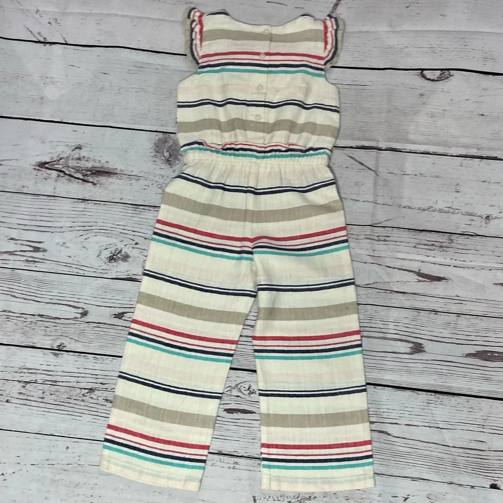Genuine Kids From OshKosh Girl's Size 4T Striped Sleeveless Jumpsuit